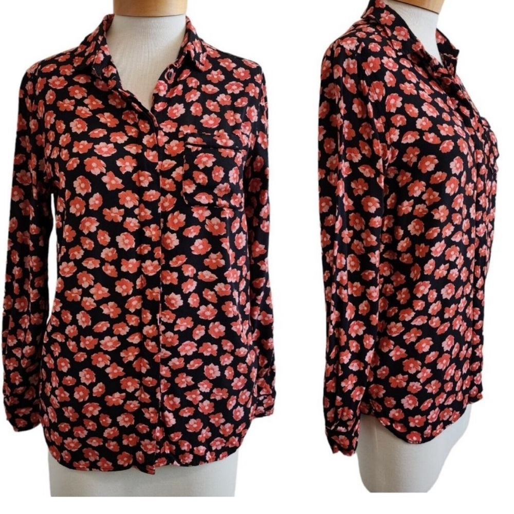 GANNI Lindale Crepe Long Sleeved Blouse Size:38